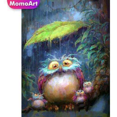 MomoArt DIY Diamond Embroidery Animal Picture Of Rhinestone Diamond Painting Owl Full Drill Square Mosaic Cartoon Handicraft