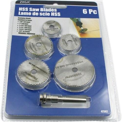 6PC Mini Circular Saw Blade Set Cutting Disc for Dremel Style Rotary Drill Tool Use Wood Aluminum Cutting