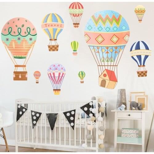 New Colorful Cartoon Hot air balloon Wall Stickers for Kids room Bedroom Baby room Nuresery Wall Decor DIY Decals
