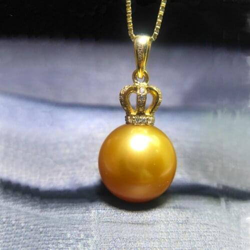 NYMPH 13-14mm Natural South Sea Pearl Pendant Necklace Real 18K Gold Crown Pendant Head for Women Fine Jewelry Gifts D539