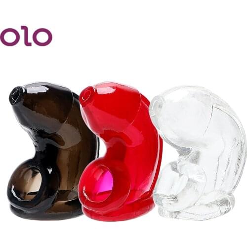 OLO Cock Cage Penis Ring Penis Sleeves Penis Extension Reusable Condom Male Chastity Device Silicone Sex Toys for Men Adult