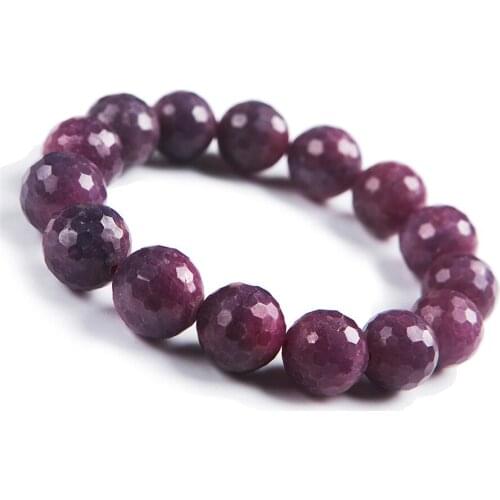 Wholesale Genuine Natural Red Gem Stone Bracelet Stretch Crystal Round Beads Stone Lady Faced Jewelry Bead Nice Bracelets 13mm