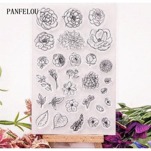 PANFELOU The flower leaves Transparent Silicone Rubber Clear Stamps cartoon for Scrapbooking/DIY Easter wedding album