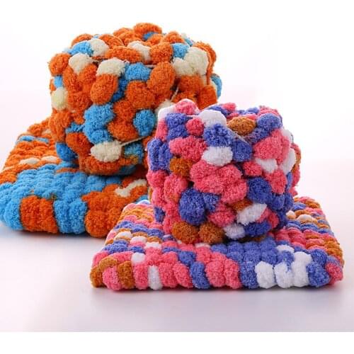 Hand-knitted Pompom Yarn Knitting Yarn Ball Scarf Wool Yarny Carpet Cushion Woven Yarn