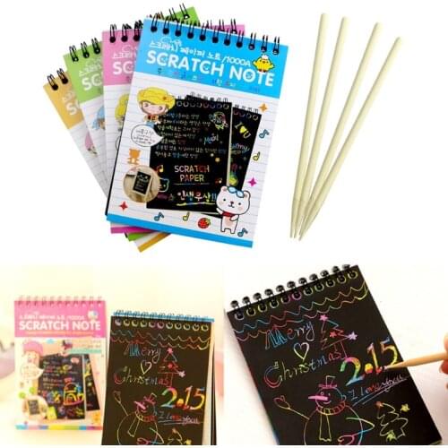 Scratch Note Black Cardboard Creative DIY Draw Sketch Notes for Kid Toy Notebook