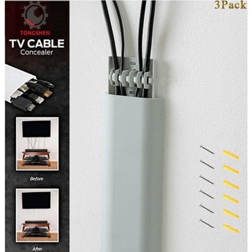 Gray PP Wiring Cable Duct Cable Trunking TV Cord Cover Conceals Cables Wall Raceway Wall Mount TV Cable Concealer Hide Wires