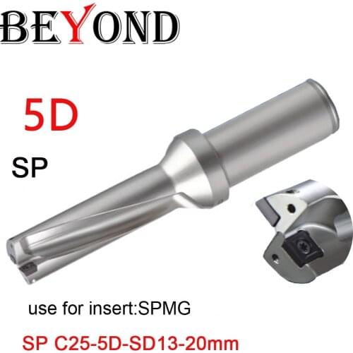 BEYOND SP type U drill 5D SD 15 15.5 16 17.5 18 19 20mm indexable drill bit U Drilling SPMG060204 insert rapid Shallow Hole cnc