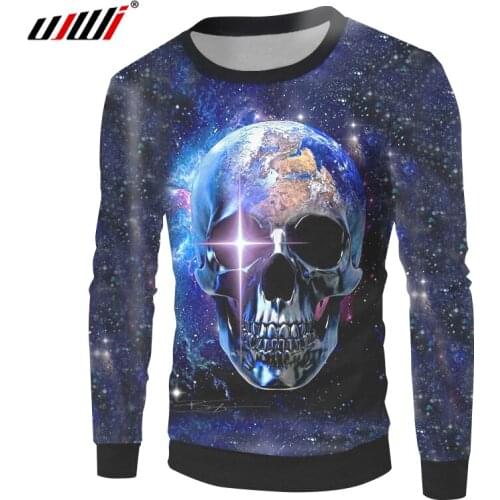 UJWI Galaxy Star Sweatshirt 2019 Autumn Men 3d Skull Sweatshirts Hoodie Hombre Hip Hop Pullovers Long Sleeve Sweats Dropship