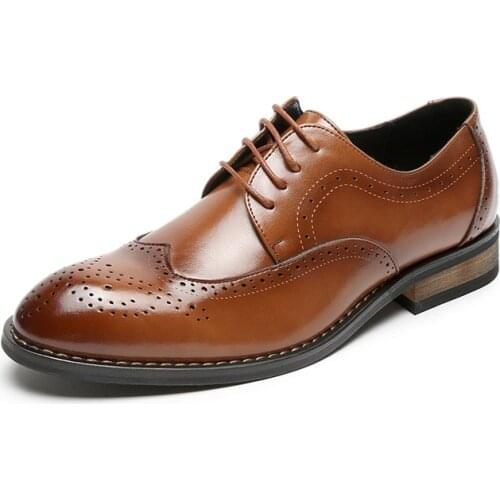 Brown Oxford Dress Shoes Mens Fashion Leather Shoes Men Formal Black Wedding Shoes for Men 2021 Chaussure Homme Zapatos Hombre