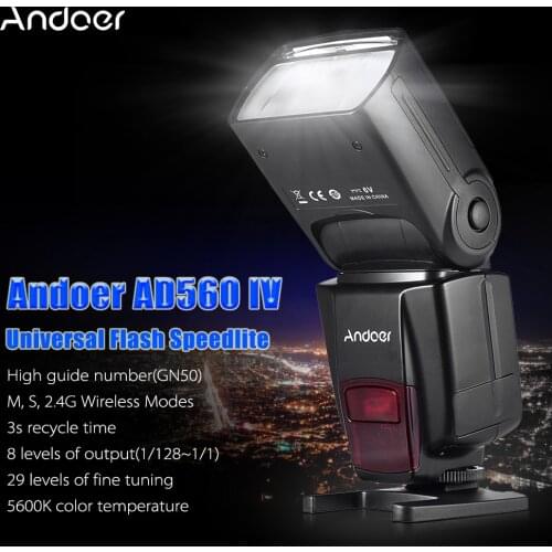 Andoer AD560 IV Universal 2.4G Wireless On-camera Slave Speedlite Flash GN50*2 Flash Trigger for Canon Nikon Sony DSLR Cameras