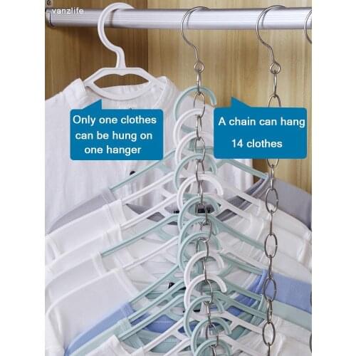 Vanzlfie Stainless steel clothes-horse chest clothes all sorts of antiskid wind rope clothes hook hanger ring chain save space