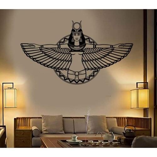 Vinyl Wall Decal Ancient Egypt Queen Cleopatra Egyptian Wings Stickers Bedroom Living Room Home Decoration Vinyl Art Mural D543