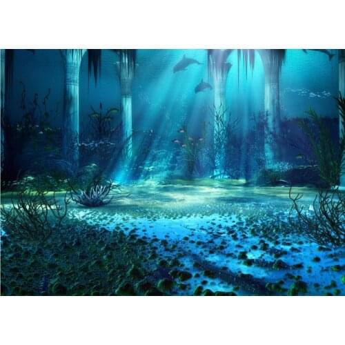 Sunshine Under Sea Aquarium Sea Park Columns Dolphin Fish Herd background Vinyl cloth Computer print party backdrops
