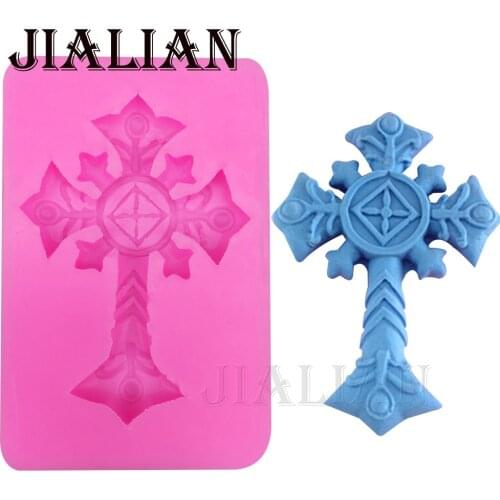High quality Jesus Cross chocolate Party cake decorating tools DIY baking fondant silicone mold Kitchenware Bakeware T0354
