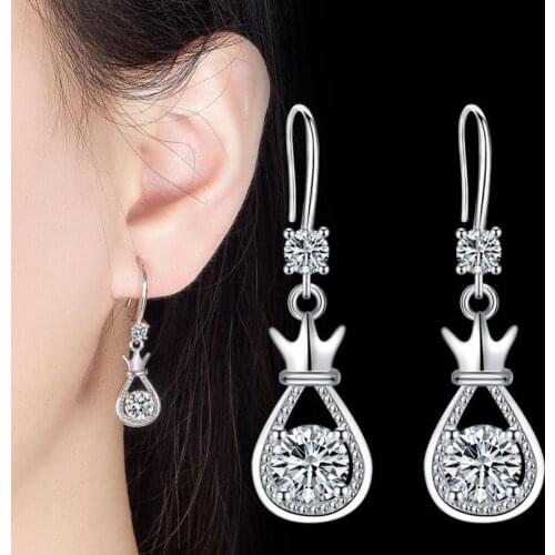 KOFSAC New 925 Sterling Silver Fashion Charm Female Engagement Party Earrings Cute Hot Sale Jewelry Exquisite Money Bag Earrings