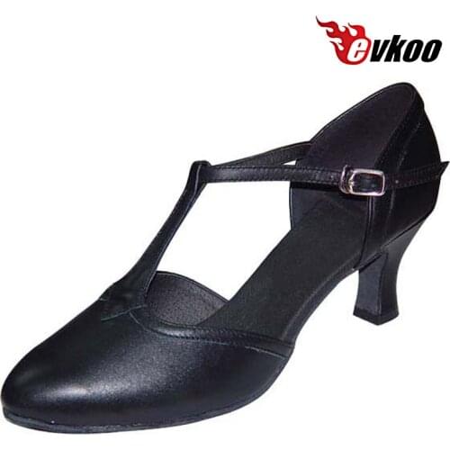 Evkoodance Black Womens Latin/Ballroom/Salsa Shoes 6cm Heel Height Made By Nubuck Or Genuine Leather High Quality Evkoo-173
