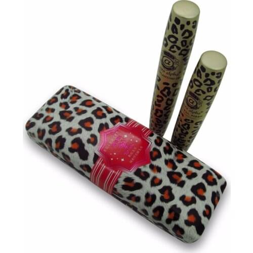 1Set=2Pcs Wild Leopard 3d Mascara Rimel FIBER LASHES Makeup Set For Eyelashes Love Alpha waterproof Double Mascara #729