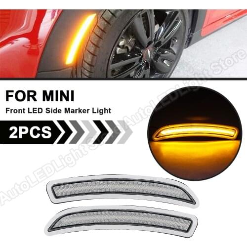 2Pcs For 2014 2015 2016 2017 2018 2019 2020 Mini F55 F56 F57 Front LED Side Marker Light Clear/Smoke Amber light US Version