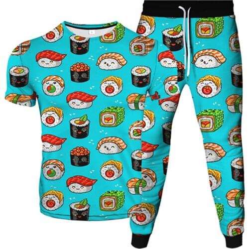 Anime Kawaii Funny Food Sushi 3D Print Men Women Fashion Tracksuit Female Male T-Shirt+Trousers 2Pc Sets Clothes Plus Size S-6XL