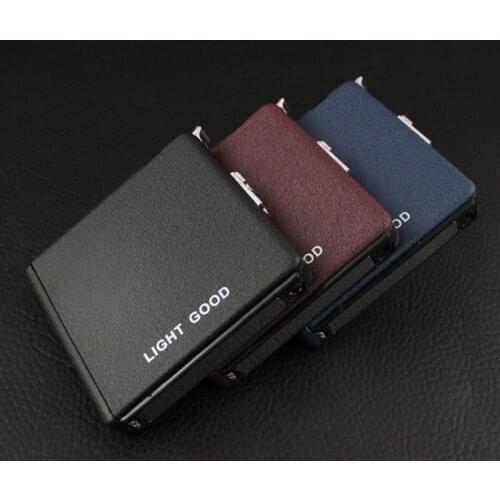 20 Cigarette )Scrub Multifunction Cigarette Case Fashion Flameless Windproof Inflatable Gas Lighter Cigarette Box Men Gift