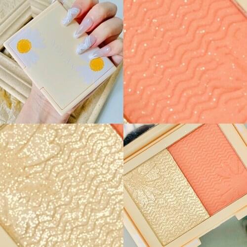 3 Colors Highlighter Blusher Two-tone Highlight Blush Palette Brighten Up Long Lasting Eye Shadow Contour Cosmetics TSLM1