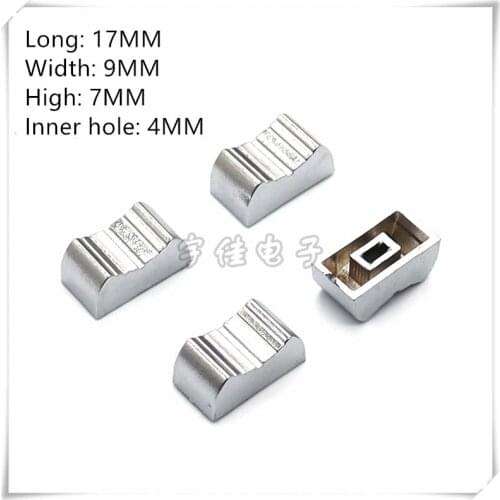 5 Pieces 17×9×7MM Silver Plastic Plating DJ Mixer Station Volume Control Push Button Straight Slide Potentiometer Handle Cap