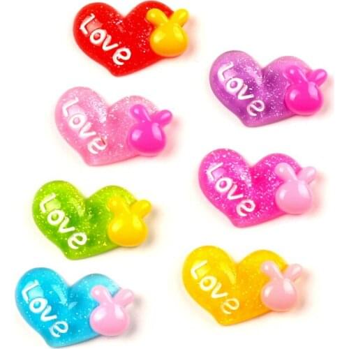 50pcs Mixed Resin I LOVE U Heart Flatback Cabochon Jewelry Findings Scrapbooking For Jewelry Making Charms Pendants Accessories