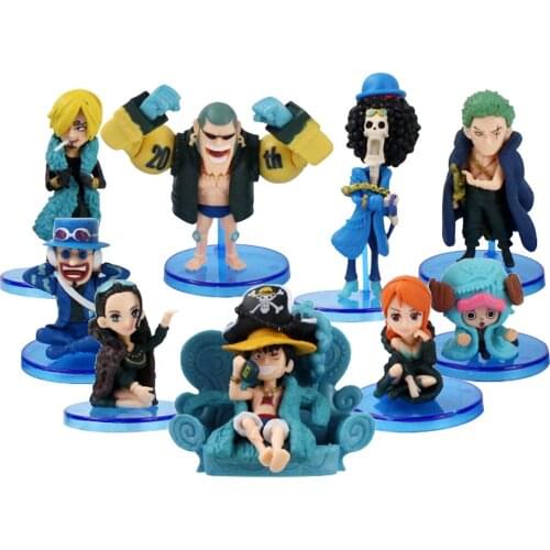 9pcs/Set 5-10cm OP Anime Luffy Zoro Sanji Nami Robin Usopp Chopper Franky Brook PVC Action Figure MIni Model Toys Kids Gift