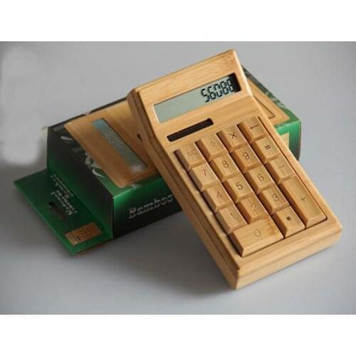 Bamboo solar calculator cute Environmentally friendly ancient wood products, boss financial office stationery