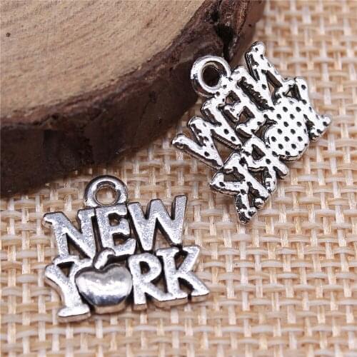 Free shipping 59pcs 15x14mm antique silver NEW YORK charms diy retro jewelry fit Earring keychain hair card pendant accessories