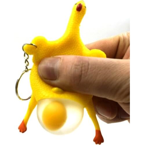 Chicken Laying Egg Squishy Water Stress Ball Autism Antistress Squish Toy Keychain