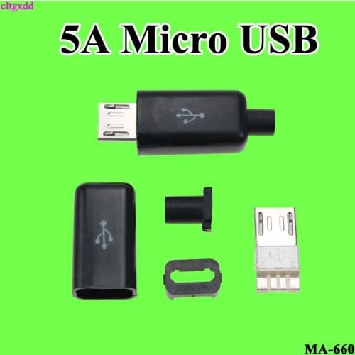 Cltgxdd 10set 5A Micro USB 4PIN Welding Type Male Plug Connector Charger 4P USB Tail Charging jack 4 in 1 Metal Parts