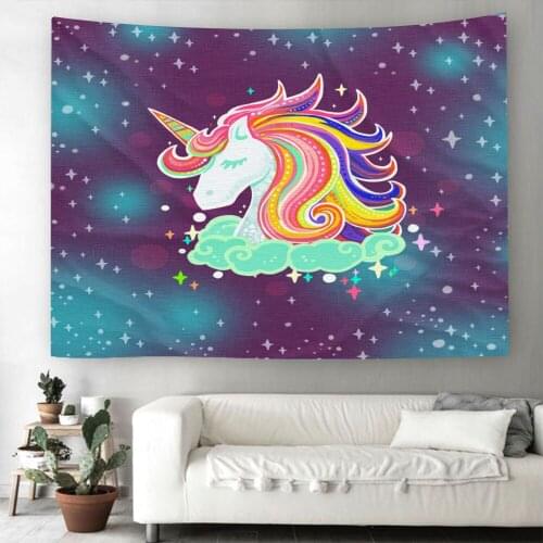 Unicorn Colorful Tapestry Wall Cartoon Animal Hanging Wall Home Room Tapestry 3D Print Home Decoration Wall Carpets Dorm Decor