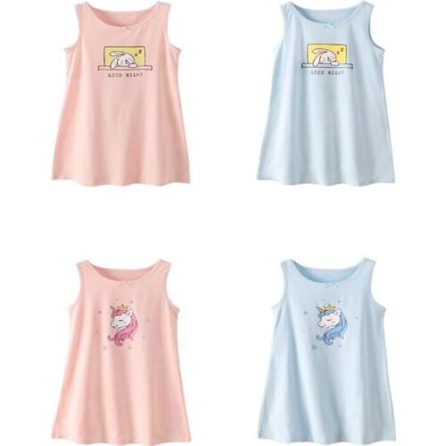 Childrens Girls Dresses Unicorn Pajama Sets Summer Nightgown Cotton Homedress Baby Clothes Rabbit Nightwear Kid Cute Sleepdress