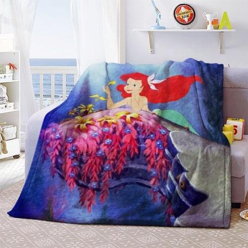 Disney Childrens Home Textile Mermaid Princess Ariel Blanket Girl Gift Warm Comfortable Flannel Coral Blanket Bed Sofa Items