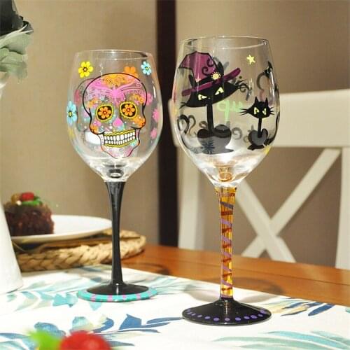 Europe Creative Hand painted Wine Glass cup High Capacity Crystal Goblet Personality Birthday Gifts Home Bar party Drink ware