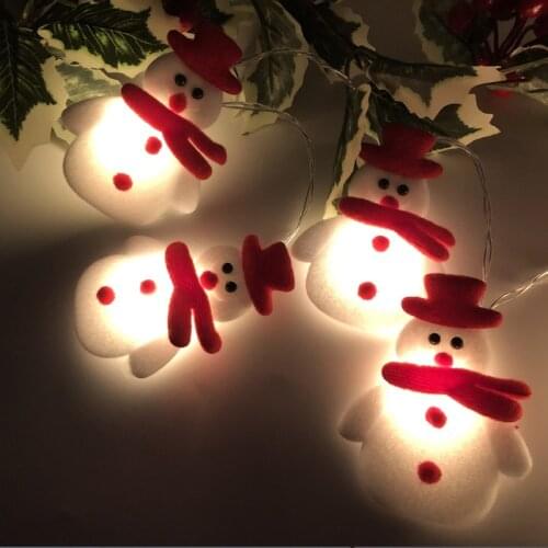 1.65M 10LED Snowman Santa Claus String Light Garland Christmas Tree Decor New Year Battery Fairy Lamp Holiday Lighting Noel 2021