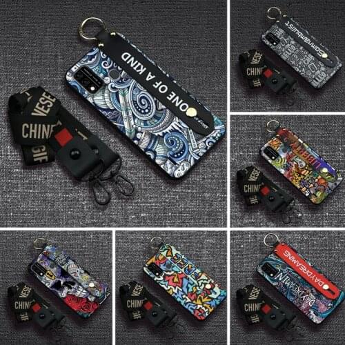 Back Cover Dirt-resistant Phone Case For Itel A48 Wrist Strap cover Cute Kickstand Silicone