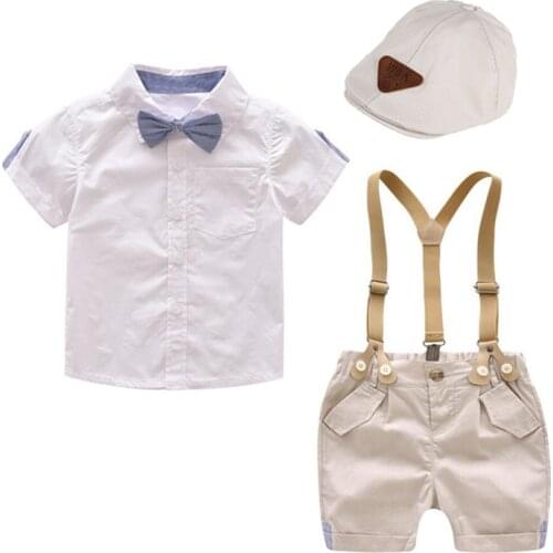 Formal Kids Clothes Toddler Boys Clothing Set Summer Baby Suit Shorts Children Shirt with Collar Wedding Party Costume 1-4 years