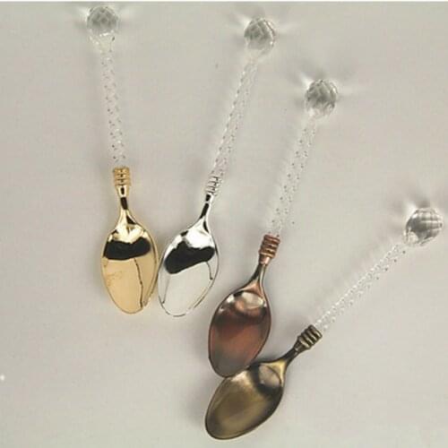 Crystal Handle Coffee Spoon Multifunctional Sugar Tea Dessert Tableware Teaspoon Coffee Spoon Kitchen Tableware
