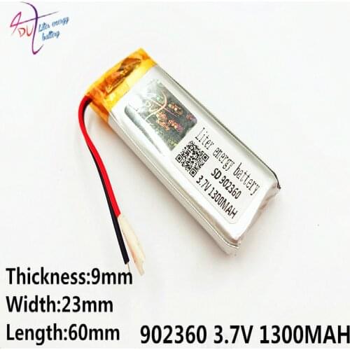 3.7V,1300mAH 902360 902560 polymer lithium ion / Li-ion battery for model aircraft,GPS,mp3,mp4,cell phone,speaker,bluetooth