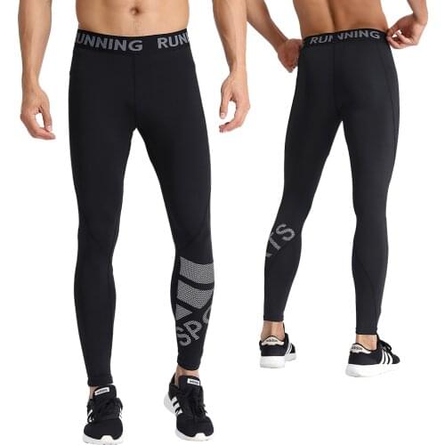 Polyester Mens Tights Breathability Compression Pants Gym Sports Trousers Running Leggings Quick Drying Black Training Pants