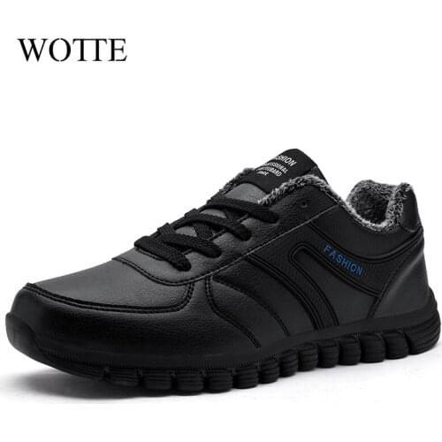 Winter Men Shoes Sneakers Warm Men Leather Boots New Fashion Waterproof Fur Male sneakers Non-slip Outdoor Shoes Men Footwear