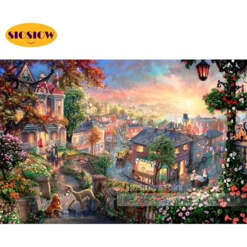 5D DIY Diamond Painting Dream Garden Town Cross Stitch Kits Full Drill Square Round Daimond Embroidery Needlework Art Decor Home