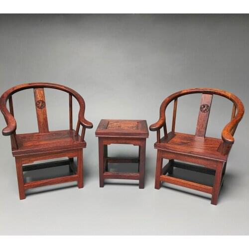 A Set) Exquisite Interesting Chinese Classical Handmade Home Decoration Mahogany Wood Table and Chairs Miniature Furniture