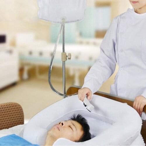 Inflatable Shampoo Conditioner Basin Portable Elderly Care Hair Washing Basin with Drain Tube for Handicapped Disabled Patient