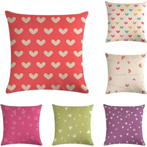 Abstract Geometric Heart Love Cushion Cover Pillowcase Printed Home Decor Cotton Linen Rose Red Stripes Throw Pillow Case ZY422