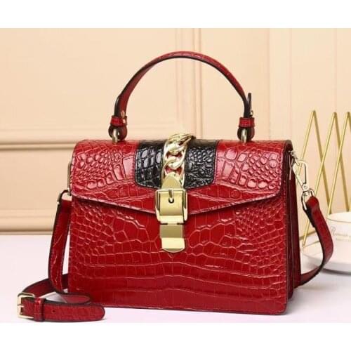 New 2021 leather Handbags, Famous Brand Crocodile pattern shoulder bags, luxurious handbags, all-match small square bags
