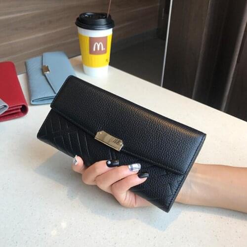 San Maries New Women Big Capacity Wallets Female Real Leather Purses Long Clutch Lady Hasp Purse Money Bag Phone Wallet Card Hol