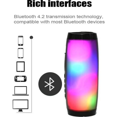 Wholesale TG157 LED Speaker Wireless Bluetooth Speakers Column Bass Portable Outdoor Loudspeaker with Rope